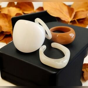 Womens Fall Autumn and White Colored Ring Set